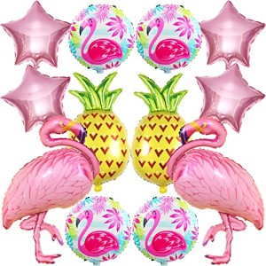 Atsmbiye 12PCS Flamingo Party Balloons Supplies Decoration -Hawaiian Pineapple Tropical Pink Star Balloons Summer Pool Baby Shower Birthday Baby Shower Party Favors