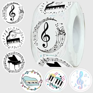 Atsmbiye Piano Notes Stickers, 500PCS Paper Round Decorations, Music Themed Party Supplies for Baby Shower, Birthday, Celebrations & Education, Reusable, Variety Pack