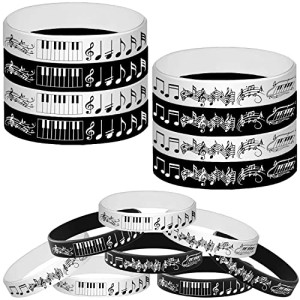 Atsmbiye 24PCS Piano Notes Silicone Bracelets Rubber Wristbands -Choir Gifts/Music Party Favors/Music Prize/Music Candy Party Decorations Birthday Baby Shower Party Gifts