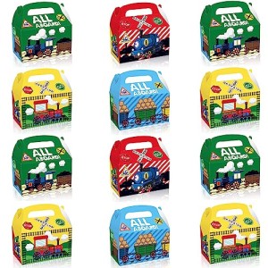 Atsmbiye 12 PCS Railroad Train Favor Gift Boxes,Crossing Railway Steam Train Birthday Party Supplies Decoration Party Favor Goodie Candy Treat Gift Box