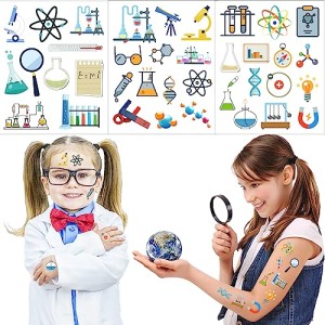 Atsmbiye 370 Pieces Science Party Temporary Tattoos Stickers - Future Mad Scientist natural science Arts Birthday Baby Party Favors Decorations Kids Tattoo