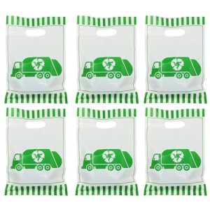 Atsmbiye 50PCS Garbage Truck Party Favors Goodie Bags, Rubbish Truck Themed Baby Shower Birthday Waste Management Recycling Party Supplies Decorations Favors Candy Bag